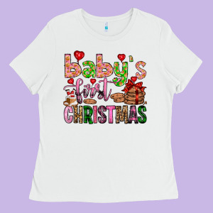 Baby's First Christmas Ladies Tee Designed By Fadigitalartstudio