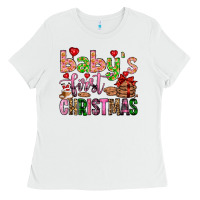 White baby's first christmas Ladies Tee - FaDigitalArtStudio