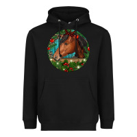 Black Western Horse Christmas Heavyweight Hoodie - RanaPortraitStore
