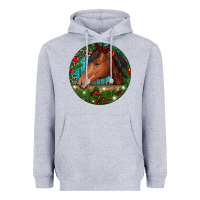 Heather Grey Western Horse Christmas Heavyweight Hoodie - RanaPortraitStore