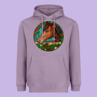 Western Horse Christmas Heavyweight Hoodie Designed By Ranaportraitstore