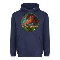 Navy Western Horse Christmas Heavyweight Hoodie - RanaPortraitStore