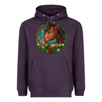 Plum Western Horse Christmas Heavyweight Hoodie - RanaPortraitStore