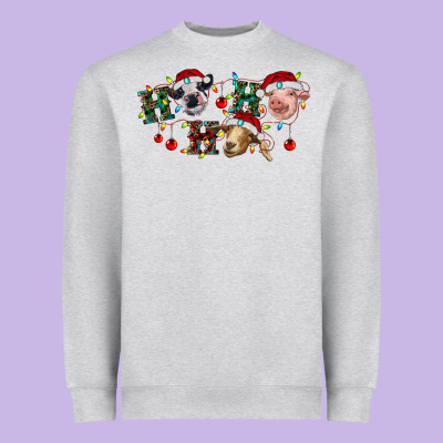 Hohoho Christmas Cows Heavyweight Sweatshirt Designed By Ranaportraitstore