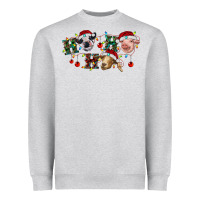 Heather Grey Hohoho Christmas Cows Heavyweight Sweatshirt - RanaPortraitStore