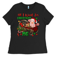 Black all i want for christmas is a pig Ladies Tee - FaDigitalArtStudio