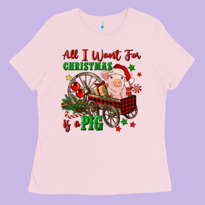 All I Want For Christmas Is A Pig Ladies Tee Designed By Fadigitalartstudio