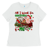 White all i want for christmas is a pig Ladies Tee - FaDigitalArtStudio