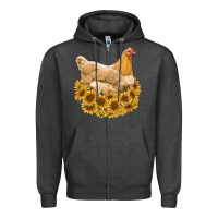 Charcoal Heather chicken with sunflowers Zipper Hoodie - RanaPortraitStore