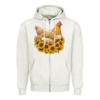 Chicken With Sunflowers Zipper Hoodie | Teevron