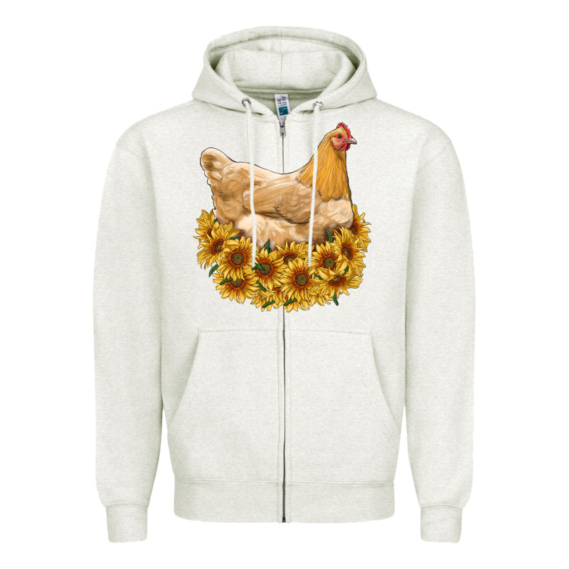 Chicken With Sunflowers Zipper Hoodie by RanaPortraitStore | Teevron