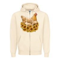 Sandshell chicken with sunflowers Zipper Hoodie - RanaPortraitStore