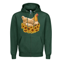 Sports Green chicken with sunflowers Zipper Hoodie - RanaPortraitStore