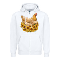White chicken with sunflowers Zipper Hoodie - RanaPortraitStore