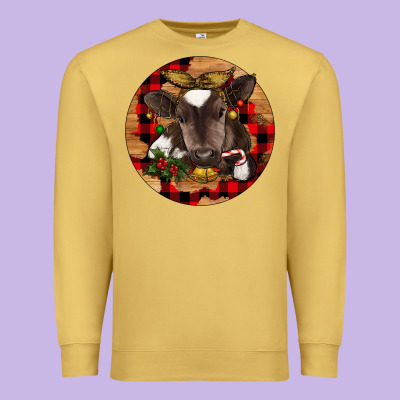 Christmas Baby Cow Premium Sweatshirt Designed By Ranaportraitstore