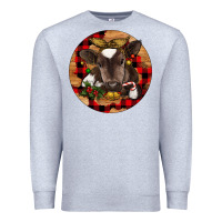 Heather Grey Christmas Baby Cow Premium Sweatshirt - RanaPortraitStore