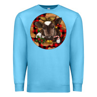 Ocean Blue Christmas Baby Cow Premium Sweatshirt - RanaPortraitStore