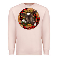 Pale Pink Christmas Baby Cow Premium Sweatshirt - RanaPortraitStore