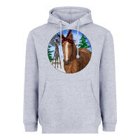 Heather Grey Horse Christmas Heavyweight Hoodie - RanaPortraitStore