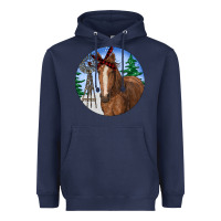 Navy Horse Christmas Heavyweight Hoodie - RanaPortraitStore