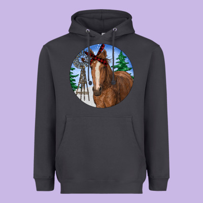 Horse Christmas Heavyweight Hoodie Designed By Ranaportraitstore