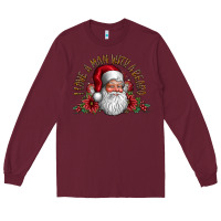 Burgundy i love a man with beard Long Sleeve Tee - CowhideDigitalArt