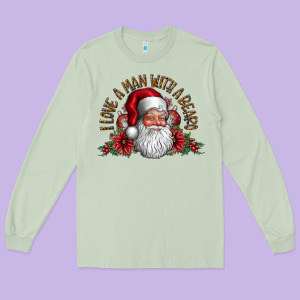 I Love A Man With Beard Long Sleeve Tee Designed By Cowhidedigitalart
