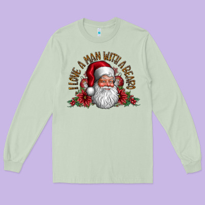 I Love A Man With Beard Long Sleeve Tee Designed By Cowhidedigitalart