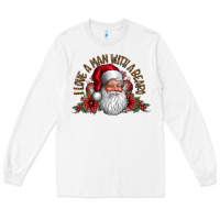 White i love a man with beard Long Sleeve Tee - CowhideDigitalArt
