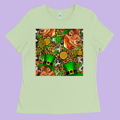 St Patricks  Cow With Candy Ladies Tee Designed By Fadigitalartstudio