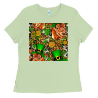 Matcha st patricks  cow with candy Ladies Tee - FaDigitalArtStudio
