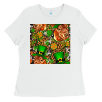 White st patricks  cow with candy Ladies Tee - FaDigitalArtStudio