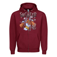 Burgundy sky j mauve sneaker girl afro woman Zipper Hoodie - RanaPortraitStore