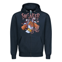 Navy sky j mauve sneaker girl afro woman Zipper Hoodie - RanaPortraitStore