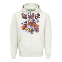 Oatmeal Heather sky j mauve sneaker girl afro woman Zipper Hoodie - RanaPortraitStore