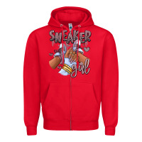 Red sky j mauve sneaker girl afro woman Zipper Hoodie - RanaPortraitStore