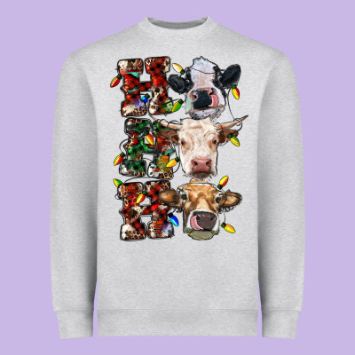Ho Ho Ho Cows Heavyweight Sweatshirt Designed By Ranaportraitstore