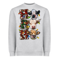 Heather Grey Ho Ho Ho Cows Heavyweight Sweatshirt - RanaPortraitStore
