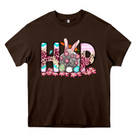 Chocolate Brown Easter Day Hop bunny Heavy Core Tee - OliviaCreatesArt