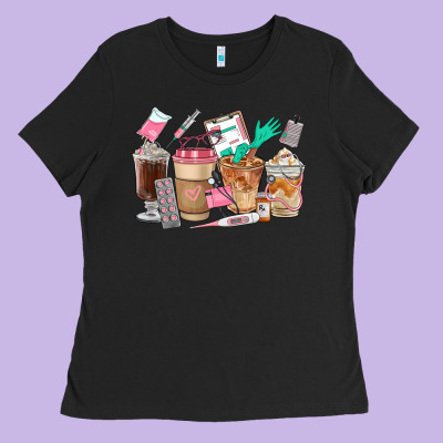 Nurse Coffee Cups Ladies Tee Designed By Fadigitalartstudio