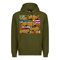 Army Green school bus American flag sunflower cowhide leopard Premium Hoodie - Artiststas