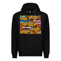 Black school bus American flag sunflower cowhide leopard Premium Hoodie - Artiststas