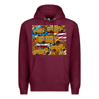 Burgundy school bus American flag sunflower cowhide leopard Premium Hoodie - Artiststas