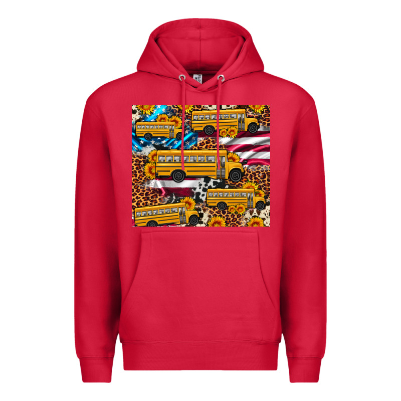 School Bus American Flag Sunflower Cowhide Leopard Premium Hoodie by Artiststas | Teevron