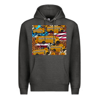 Charcoal Heather school bus American flag sunflower cowhide leopard Premium Hoodie - Artiststas