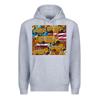 Heather Grey school bus American flag sunflower cowhide leopard Premium Hoodie - Artiststas