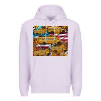 Lilac school bus American flag sunflower cowhide leopard Premium Hoodie - Artiststas