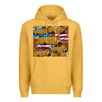 Mustard school bus American flag sunflower cowhide leopard Premium Hoodie - Artiststas