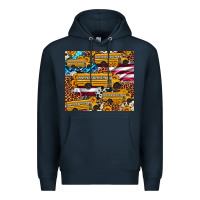 Navy school bus American flag sunflower cowhide leopard Premium Hoodie - Artiststas