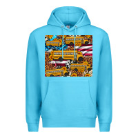 Ocean Blue school bus American flag sunflower cowhide leopard Premium Hoodie - Artiststas